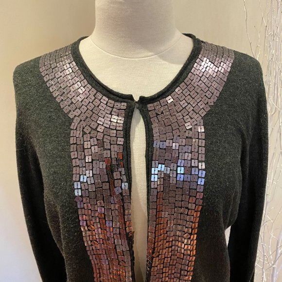 Ladies Danier Sequin Cardigan Grey - Picture 2 of 6